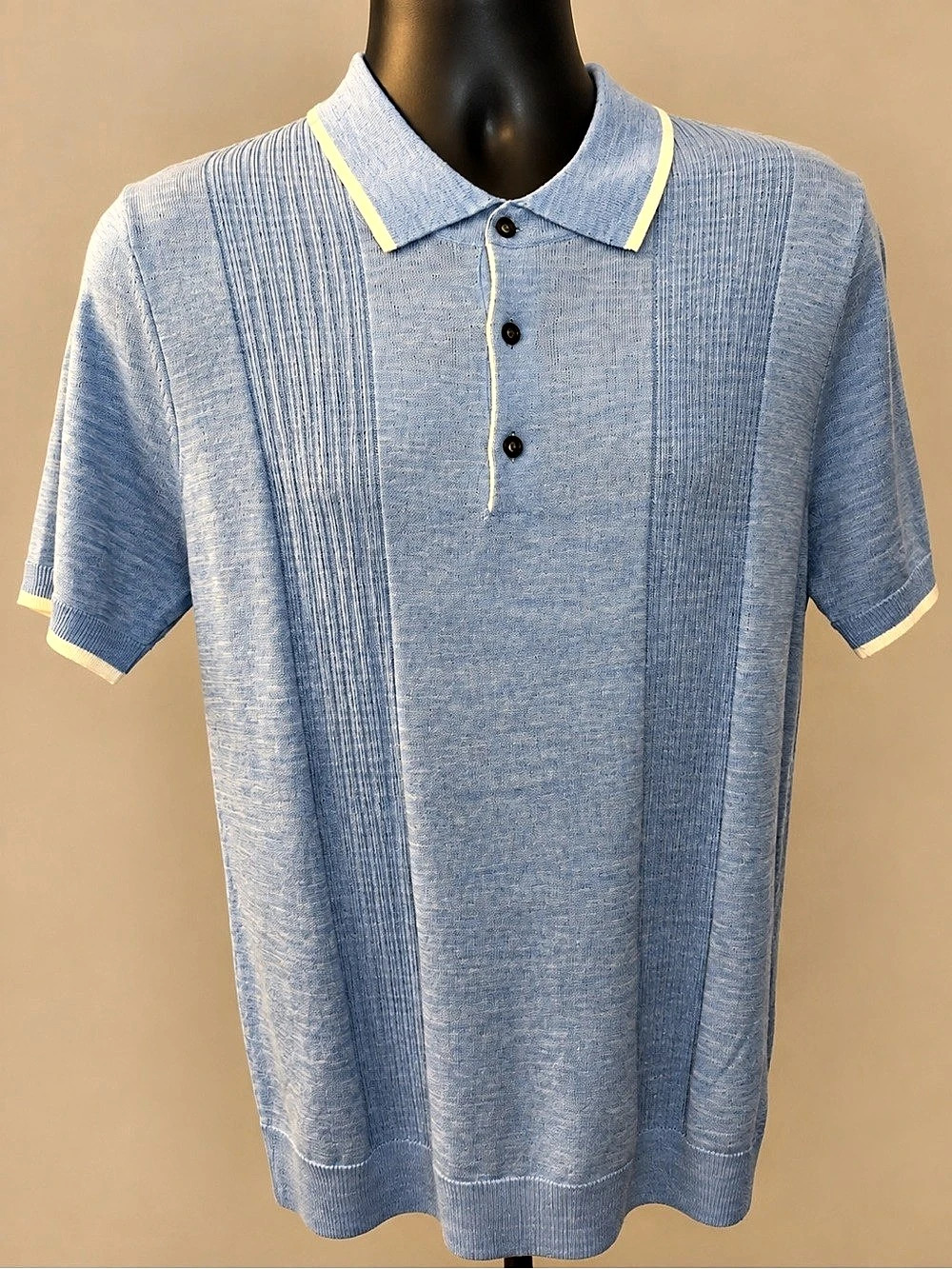 APT.9 Seriously Soft Merino/Wool Sweater Polo Blue Merino Wool Polo Size Medium